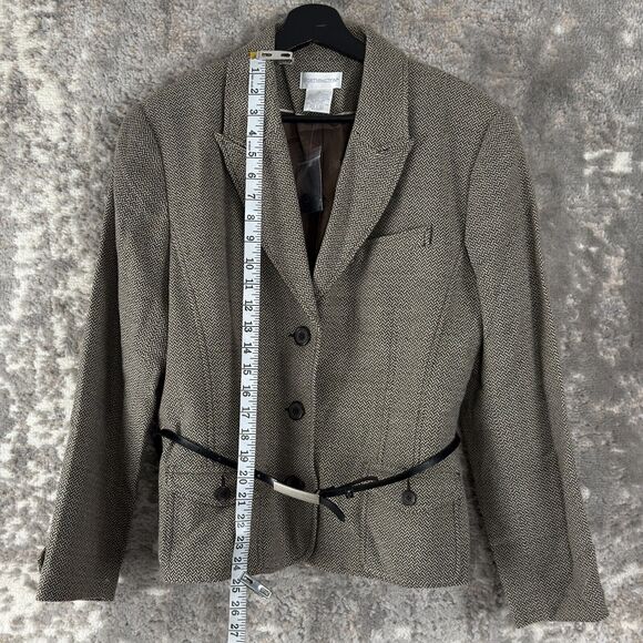 Worthington Sz 14 Wool Blend Belted V Neck Collar Long Sleeve Blazer Jacket - Picture 2 of 8